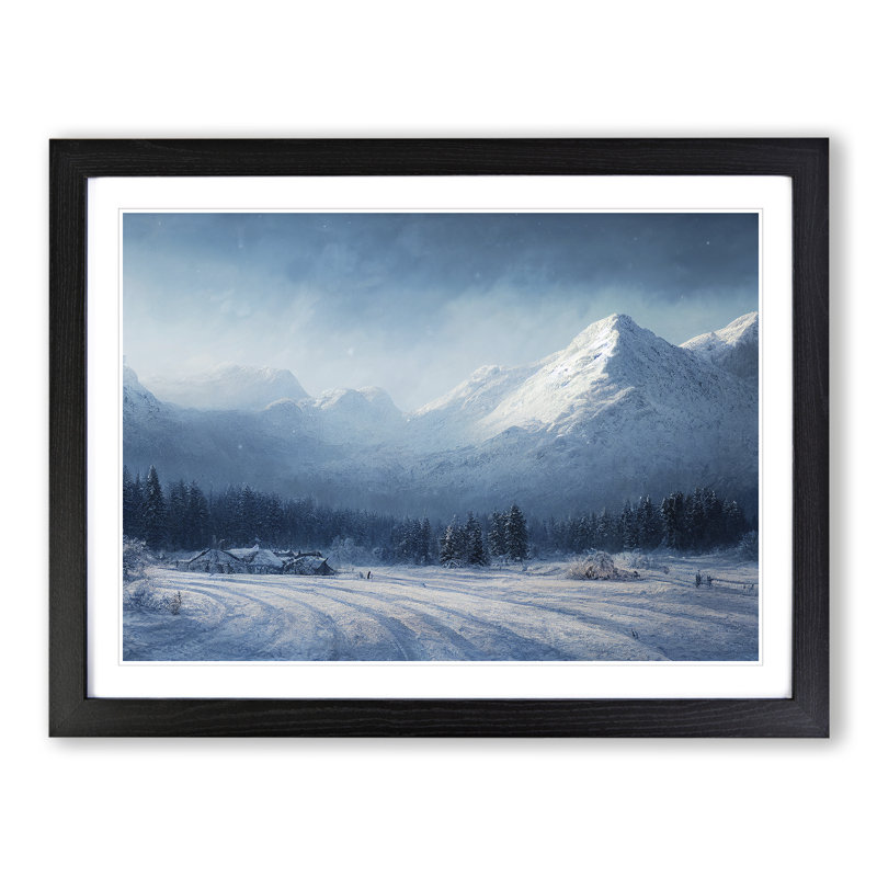 View of Winter Mountains Vol.3 - Framed Print, 46cm H x 64cm W x 2cm D, Black