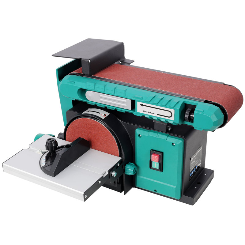 Benchtop Belt and Disc Sander, 19.6"W x 15.7"D x 12.5"H, Steel, 1 Piece, Green, 4" x 36" Belt and 6" Disc with Adjustable Belt Tilt