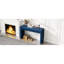 Console rustique, tiroirs cannelés, bleu marine, placage frêne, pieds réglables, idéale pour le sol, plateau, rangement avec tiroirs, base bleu marine, en bois, pour salon ou couloir, support de plateau, capacité