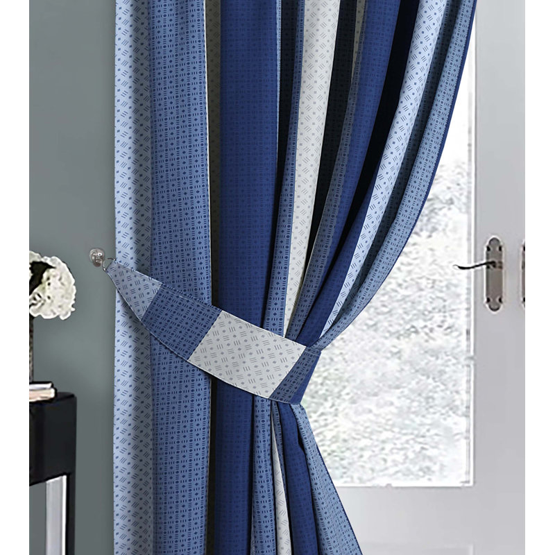 Naiya Polyester Room Darkening Pencil Pleat Curtains Pair, 168 W x 137 D cm, Blue