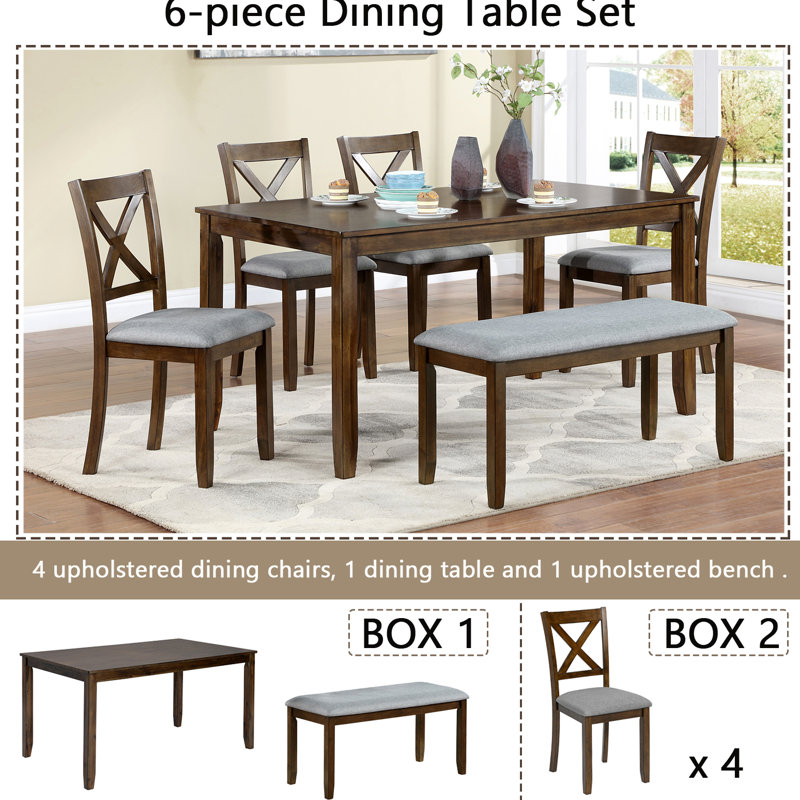 Table de salle à manger rectangulaire avec banc, table de cuisine idéale avec banc pour les petits espaces, assurant une salle à manger confortable et élégante