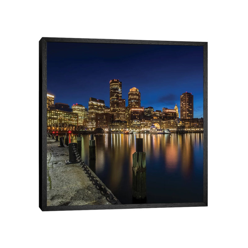 Boston Fan Pier Park View by Melanie Viola - Print on Canvas, 66.04cm H x 66.04cm W x 3.81cm D, Black Framed