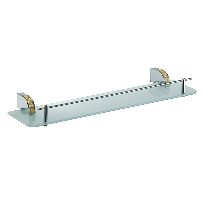 Zenor bathroom shelf. Polished chrome-golden crystals, Polished Chrome/Gold
