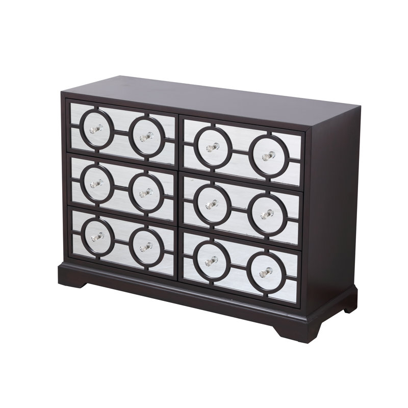 Marksbury 6-Drawer Solid and Manufactured Wood Double Dresser , Dark Walnut