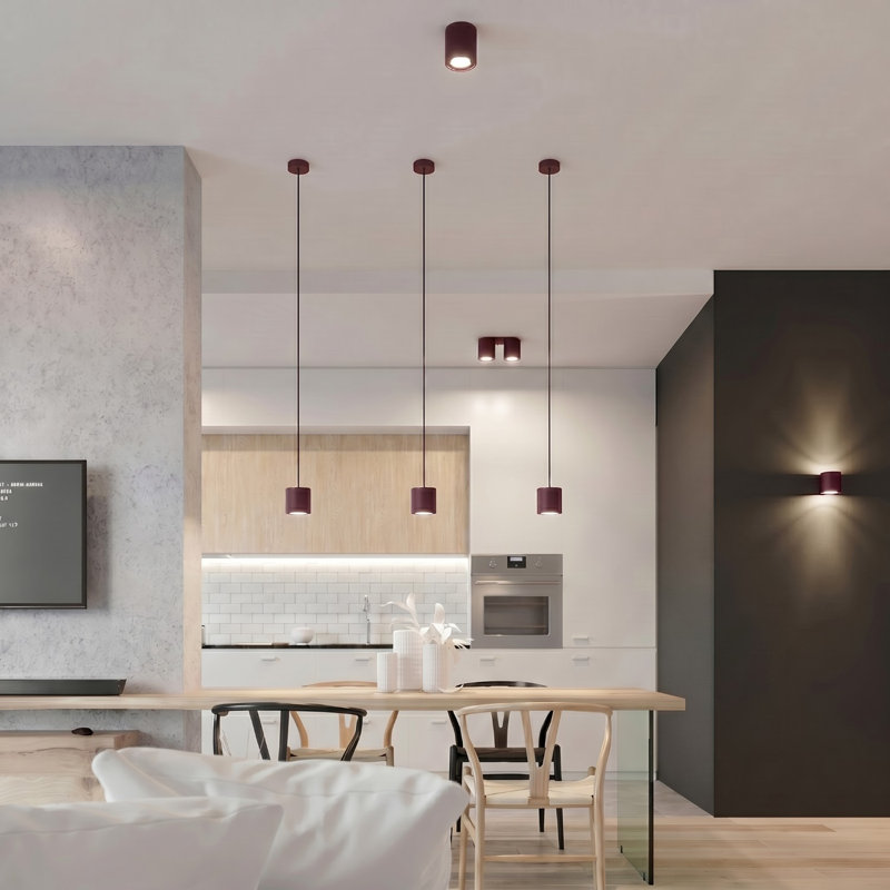 Wall lamp ORBIS 2 grey, Wall lamp ORBIS 1 burgundy, Burgundy, 1 Light