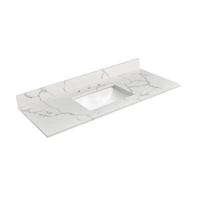 48'' Quartz Stone Single Bathroom Vanity Top With Sink(Vanity Base Not Included)