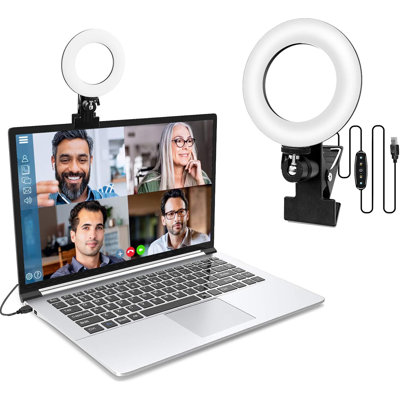Clip-On Ring Light For Monitor With Adjustable Brightness & Temperature, USB-Powered LED Video Conference Lighting Kit For Zoom Calls, Live Streaming, Remote Work, And Online Learning
