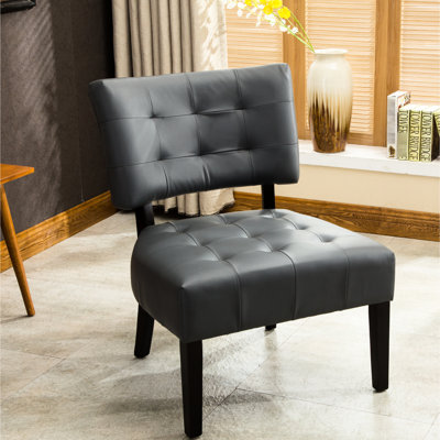 Fauteuil surdimensionné en cuir mélangé gris avec dossier élégant