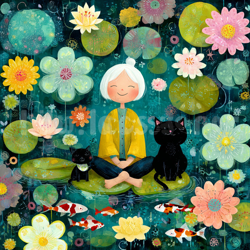 Art mural sur toile tendue Lotus Pond, 20"W x 20"H x 1.5"D