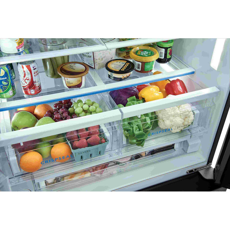36" Black Stainless Steel French Door Refrigerator with Ice Maker