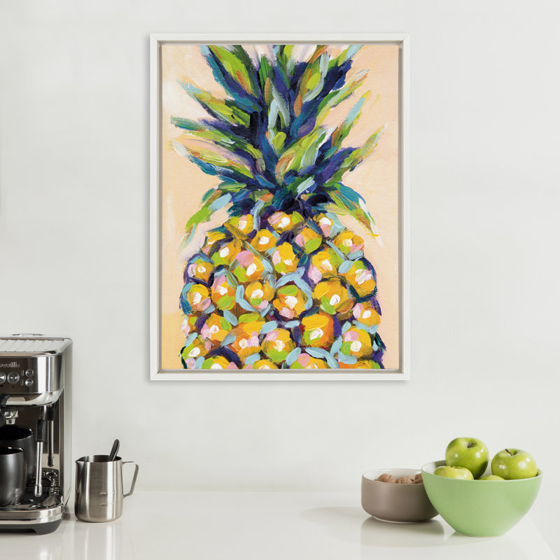 «Pineapple Study No 2» par Rachel Christopoulos, reproduction d'art sur toile encadrée, H 24 po x l 18 po, Blanc