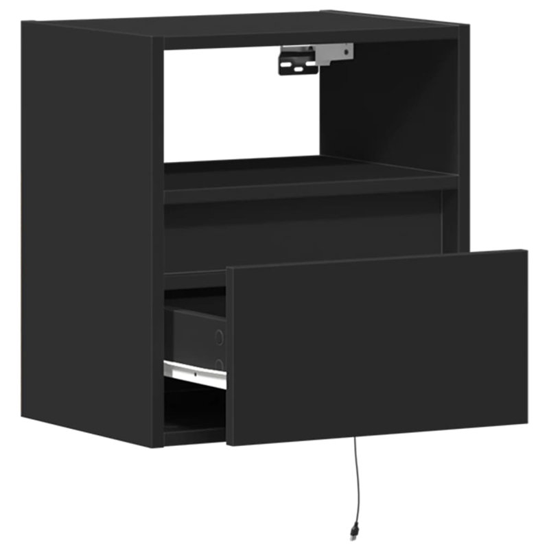 Costache 41cm W Bedside Table, 2, Black