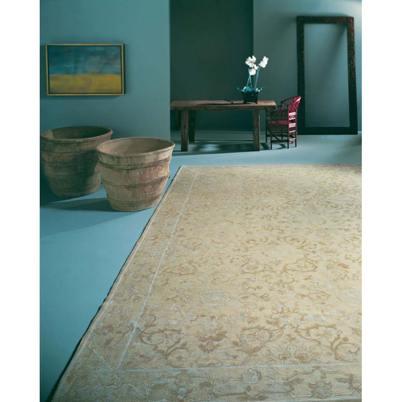 Brocatel Azm Geometric Area Rug in Taupe/Gold, Rectangle 4'1" x 6'2"
