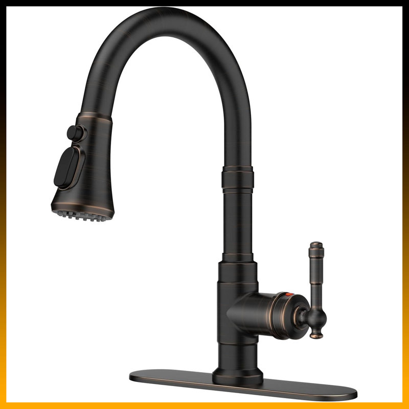 Vintage Pull-Down Kitchen Faucet - High Arc Single Handle, 3-In-1 Sprayer For Farmhouse, RV, Bar (Fits 1 Or 3 Holes)
