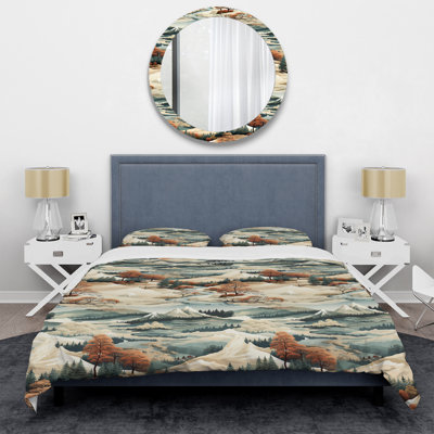 Ensemble de housse de couette Mountain Cabin Rustic Landscape II
