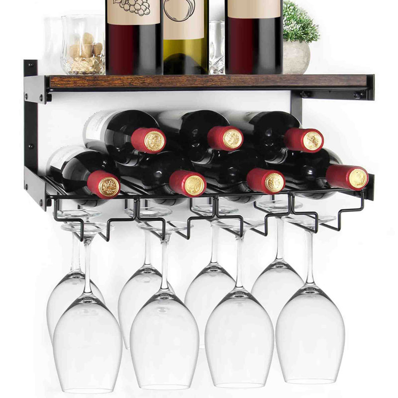 Braecyn Wine Bottle & Glass Rack Black