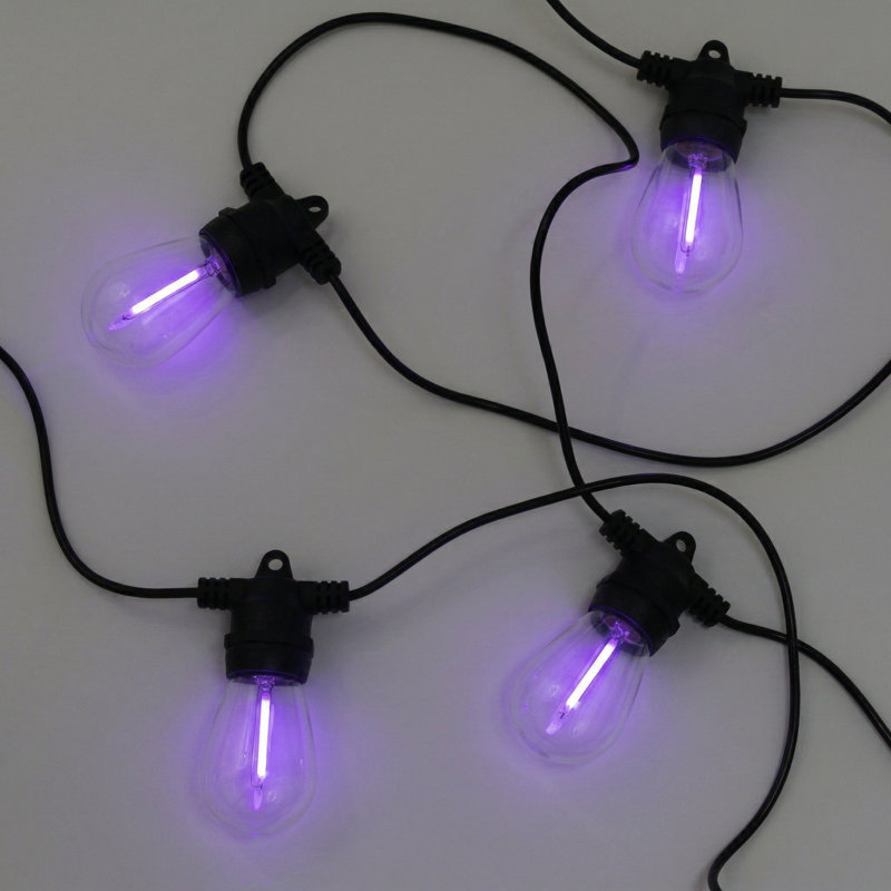 Hybrid 27 ft. Solar Powered & Plug-In RGB LED String Lights Outdoor Patio Waterproof with 12 S14 Shatterproof Bulbs, Color Changing, Remote Control