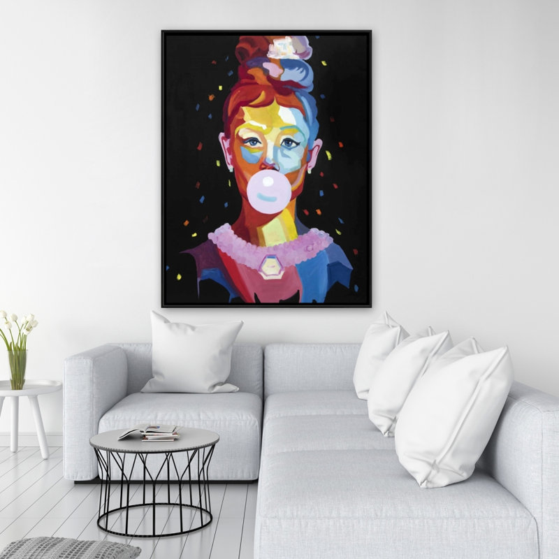 Portrait coloré d'Audrey Hepburn - décor de chambre à coucher Bubblegum