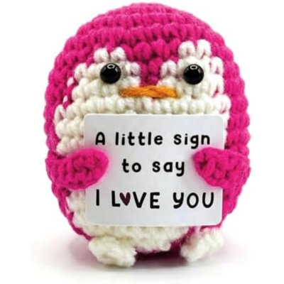 Penguin Emotional Support Crochet Penguin Gift For Women Fiancee Boyfriend Girlfriend Romantic Valentine's Day Sign Decor A Little Sign To Say I Love You Valentine's Day Wedding Gifts