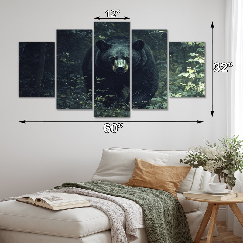«Black Bear Focus Into The Forest I» - Art mural sur toile - Art mural moderne sur toile