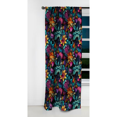 Vibrant Mandala Motif Boho II - Rideau floral - Rideau floral occultant en velours - 1 panneaux