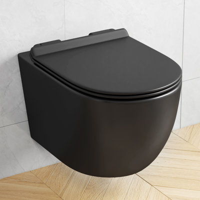 Hampton Wall Hung Toilet 0.8/1.6 GPF Dual Flush Elongated Bowl Toilet in Crisp white, Seat Included