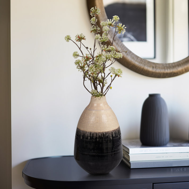 Elegant Two-Tone Ceramic Jar with Lid for Home Decor – Versatile Accent Decor for Shelf Accent, Console Styling, or Table Decor