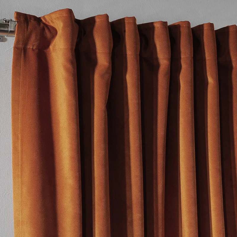 Extra Long & Extra Wide Matte Velvet Curtain Panel, 140cm Width x 265cm Drop, 59 SPICE