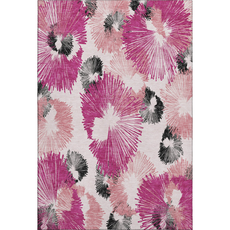 Tapis floral Premium Mayfield AMF2132 lavable à la machine, Rose, 10 pi x 14 pi