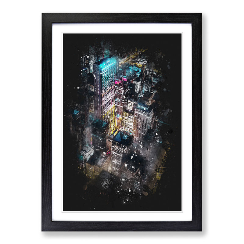 Lights of Chicago City - Picture Frame Graphic Art Print, 63cm H x 45cm W x 2cm D, Black Framed
