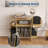 35" Round Record Player Stand Turntable Stand Table with Charging Station and Sliding Doors-129892399