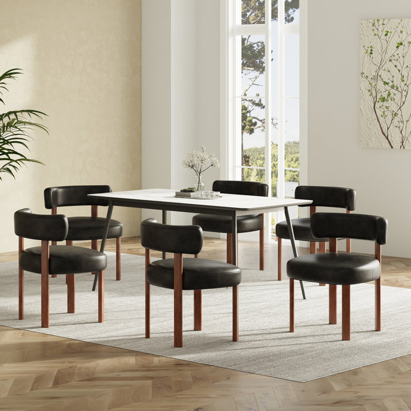 Chaise d'appoint rembourrée en similicuir, Noir