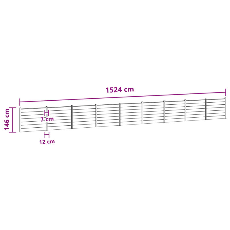 Fencing Kits Fencing with 9 Panel(s) Included, 146cm H x 1524cm W, Grey