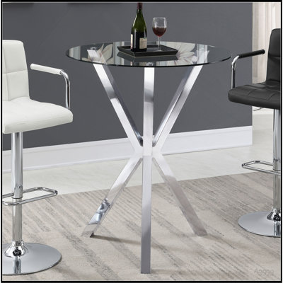 Fraser Chrome 35-inch Glass Top Bar Table
