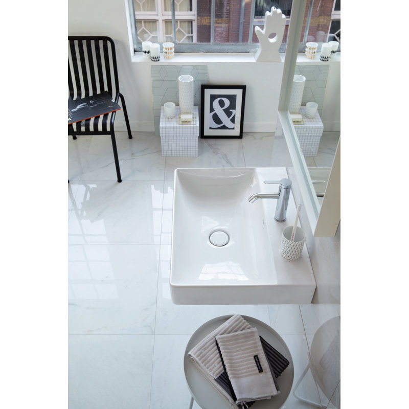 Lavabo de salle de bain rectangulaire encastré en céramique avec robinet et trop-plein Duravit
