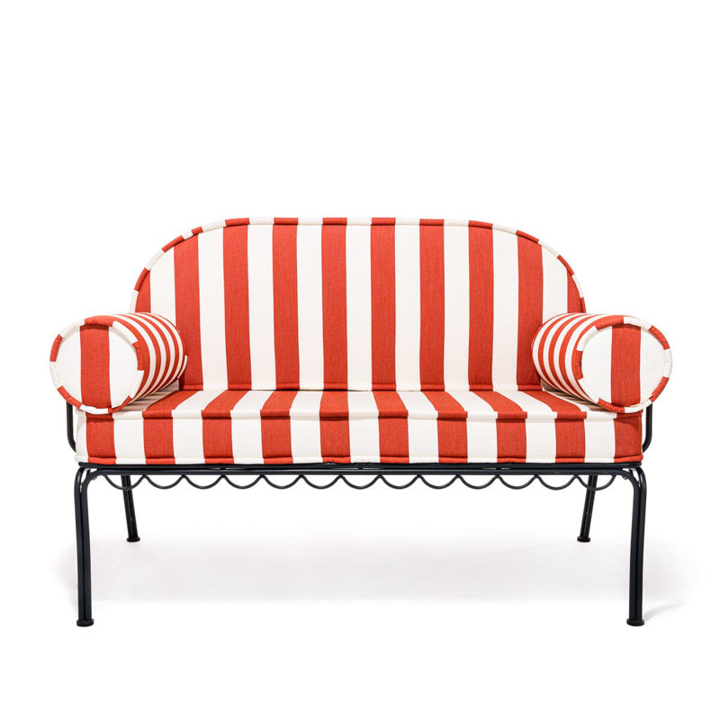 Love Seat Slip Cover Set, Red/White Striped Acrylic