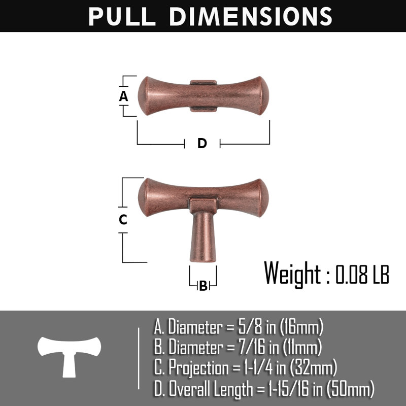 Paquet multiple de boutons de 1 1/4 po, Cuivre antique