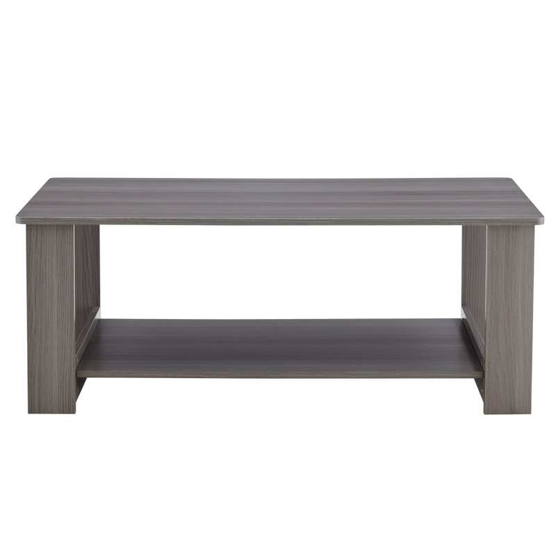 Bonni Rectangular Coffee Table with Storage Shelf, 16.5" H x 35.4" L x 19.6" W, Gray