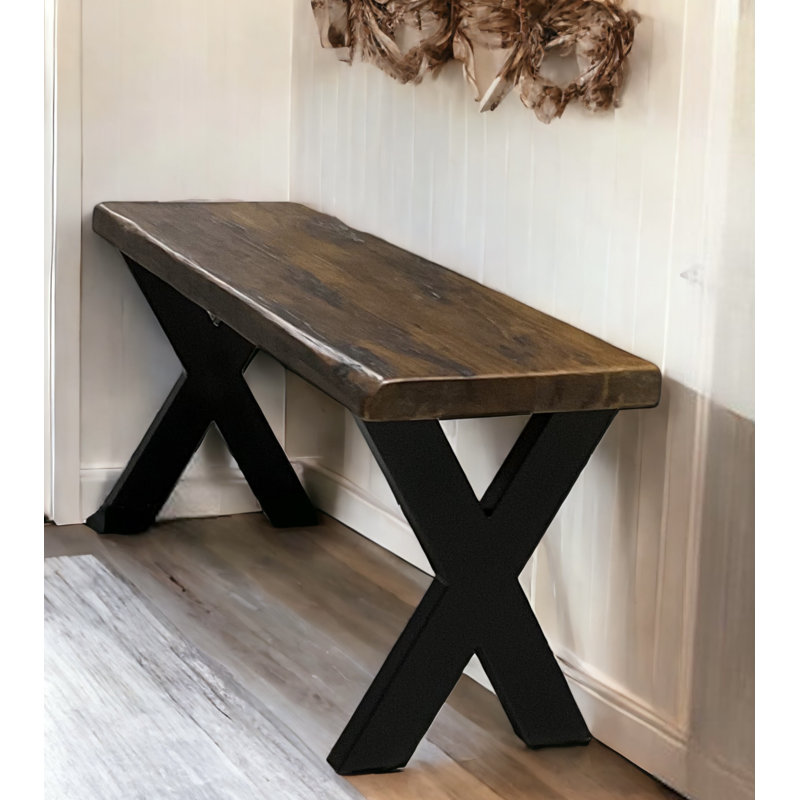 Solid Wood Bench, 19.5" H x 48" W x 15" D, Brown