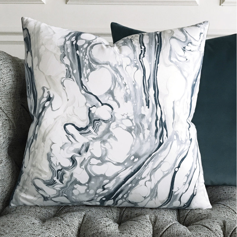 Housse et insert de coussin en peluche, Bleu de jais, Feather