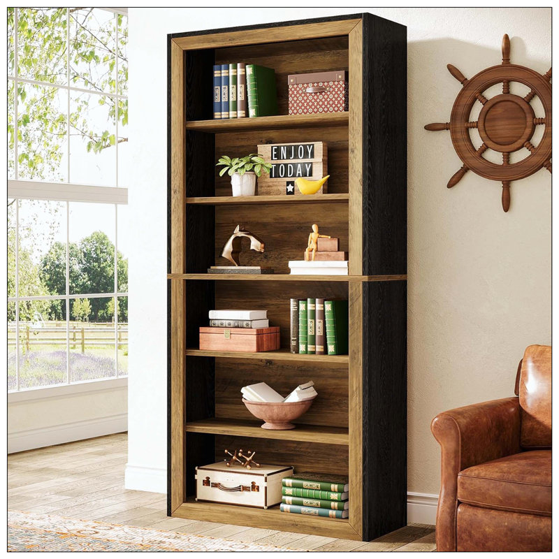 Bibliothèque à 7 niveaux avec rangement ouvert multi-espaces