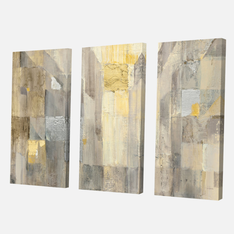 «Gold Square Watercolor», reproduction d'art sur toile tendue, H 28 po x l 36 po x P 1 po