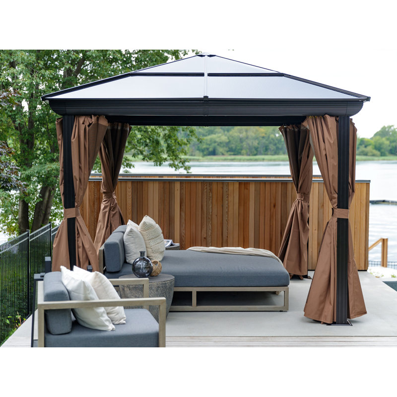 Venus - Gazebo 10x12 Toit de polycarbonate, 16 pi x 12 pi, Brun