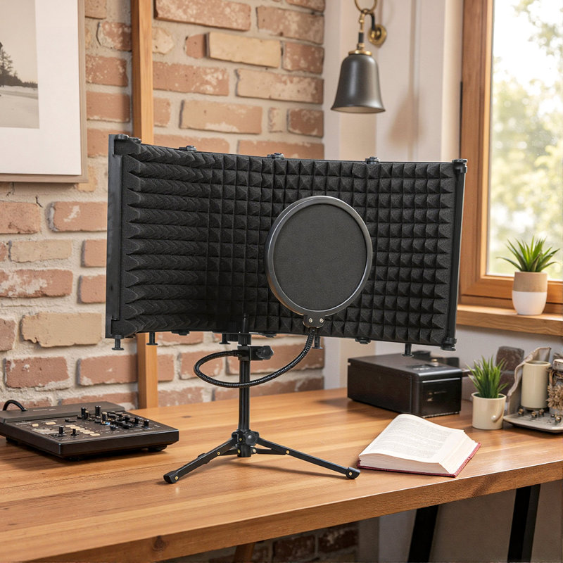 Bouclier d'isolation de microphone pliable avec filtre anti-pop et support