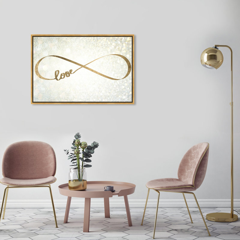 Citations et dictons «Sparkle Love» - impression, H 30 po x l 45 po, Toile avec cadre doré