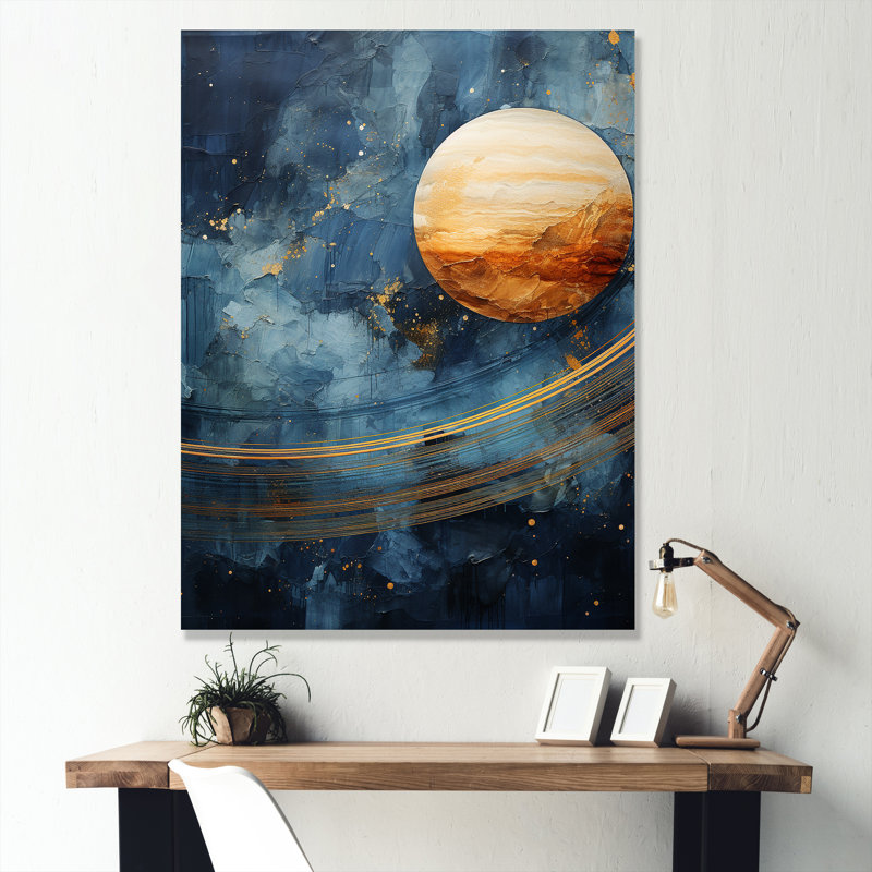 Impression sur toile Sapphire Saturn Cosmic Wonder I, Toile tendue, H 32 po x l 16 po x P 1 po