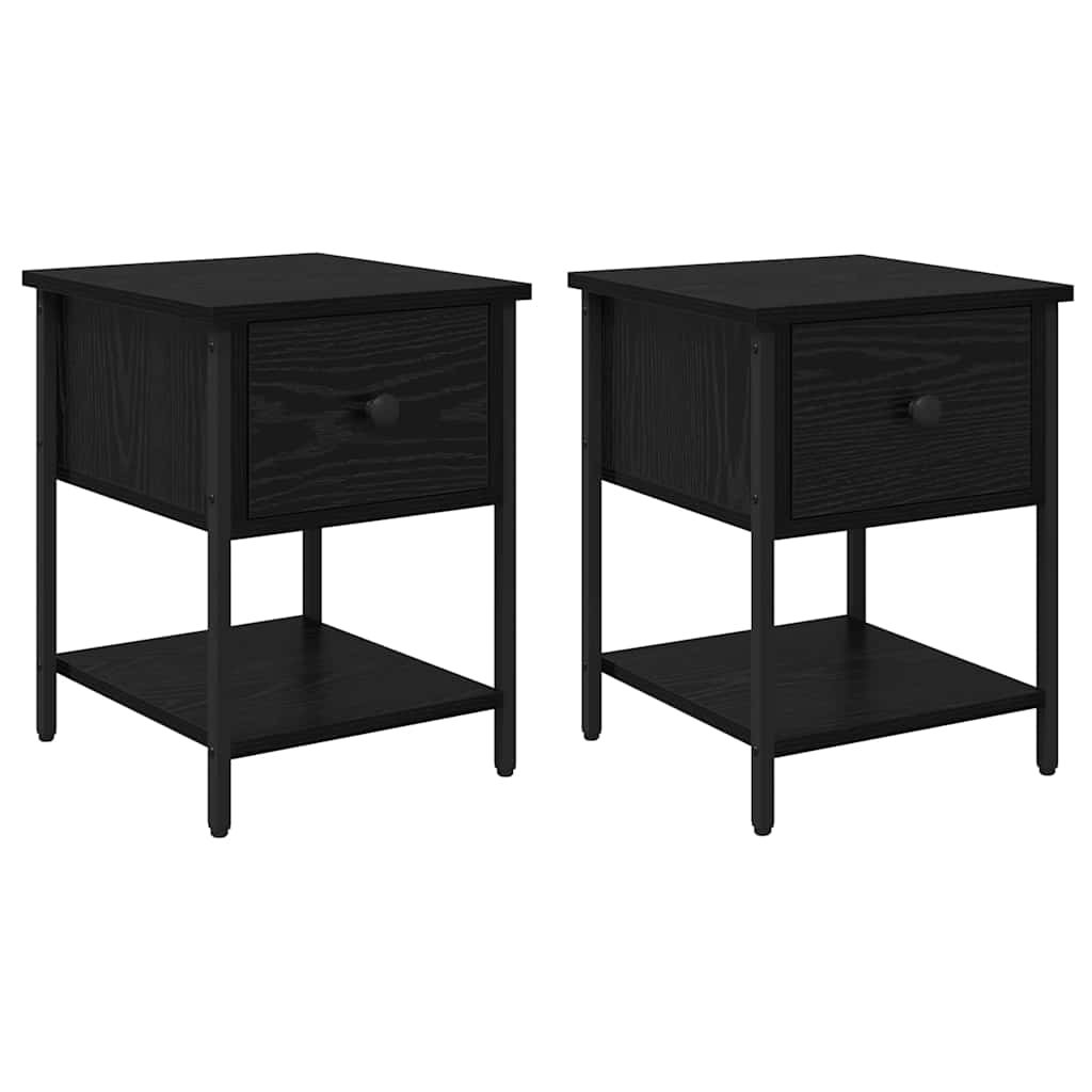 Bedside Table With Drawer 2 Pcs Artisan Oak 34 X 35.5 X 45 Cm