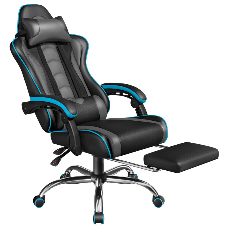 Ergonomic Gaming Chair with Massage Lumbar Pillow, Black/Gray