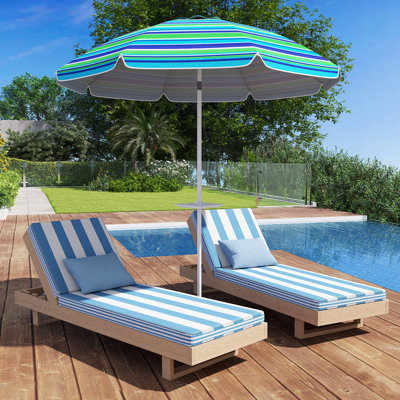 6.5 FT Beach Umbrella for Sand Heavy-Duty Sunshade Parasol w/ Sand Anchor