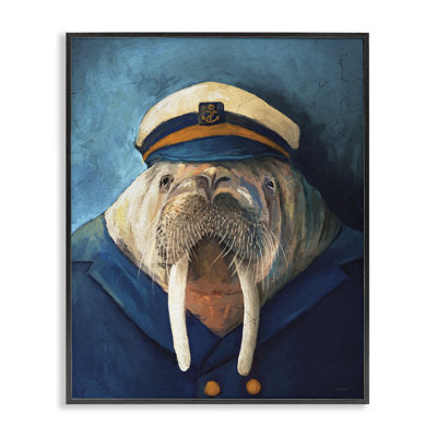 Sailor Captain Walrus Framed Giclee, design by Kamdon Kreations
